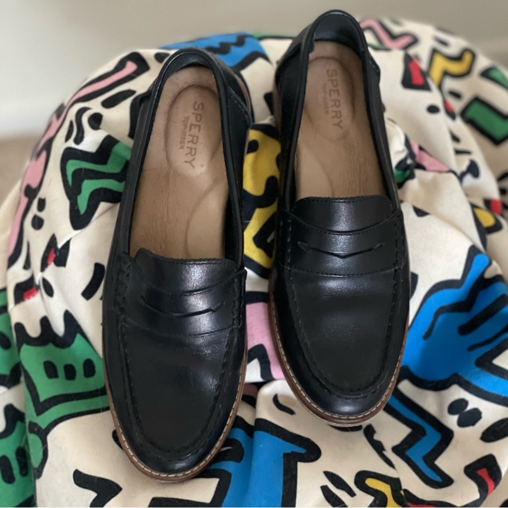 Black Leather Loafers by Sperry